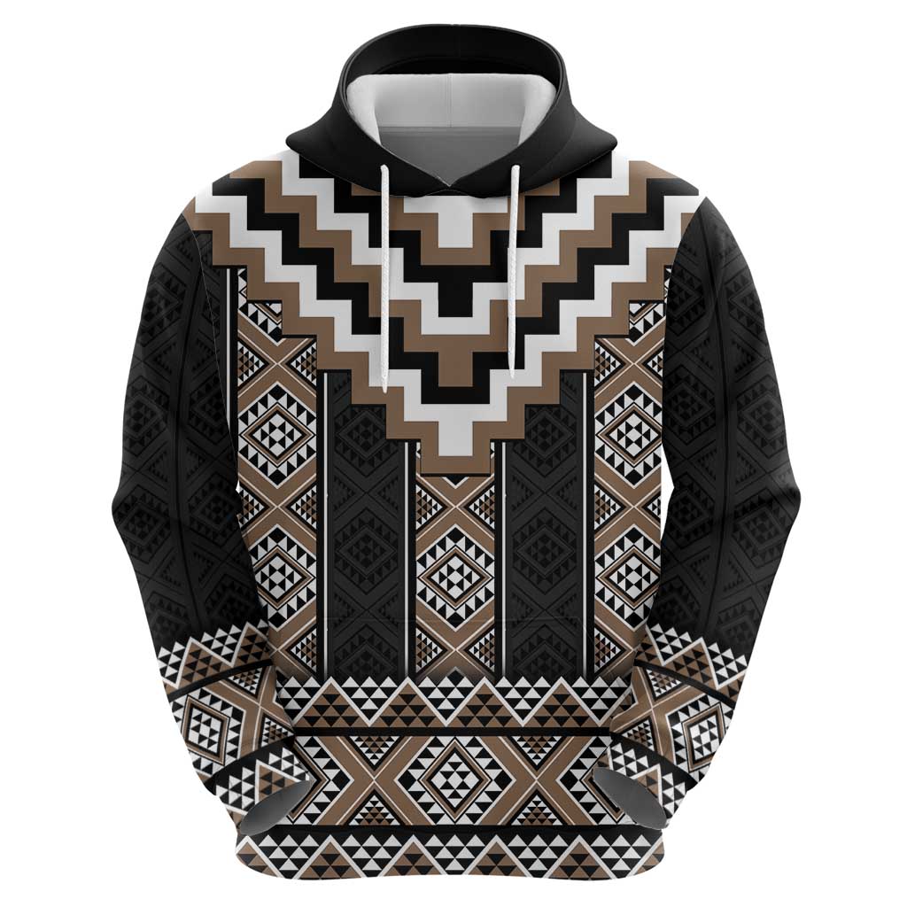 Brown Taniko Aotearoa Hoodie Niho Taniwha Mix Poutama LT14