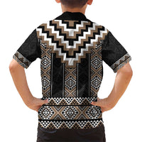 Brown Taniko Aotearoa Kid Hawaiian Shirt Niho Taniwha Mix Poutama LT14