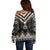 Brown Taniko Aotearoa Off Shoulder Sweater Niho Taniwha Mix Poutama