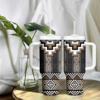 Brown Taniko Aotearoa Tumbler With Handle Niho Taniwha Mix Poutama LT14 - Polynesian Pride