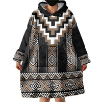 Brown Taniko Aotearoa Wearable Blanket Hoodie Niho Taniwha Mix Poutama LT14