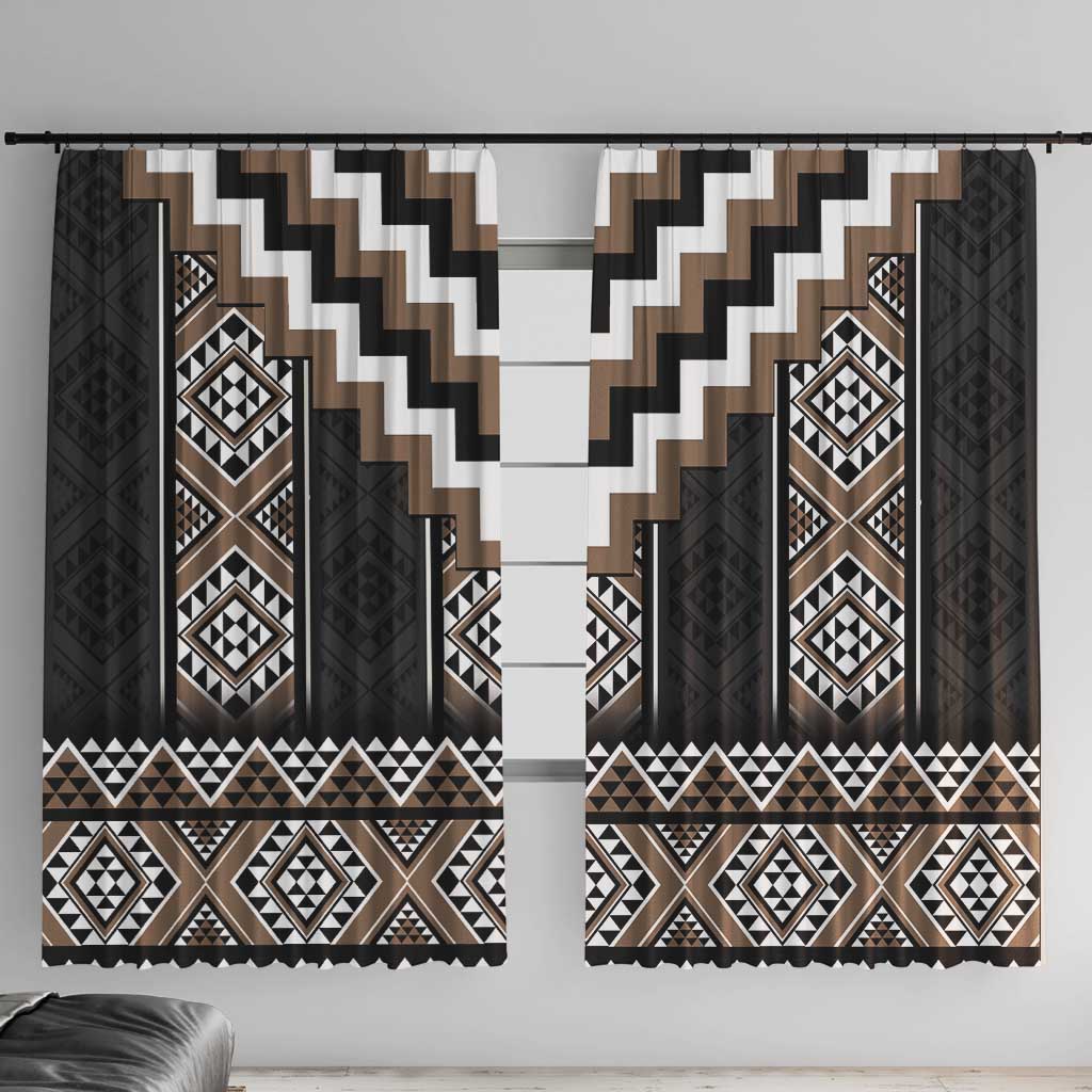 Brown Taniko Aotearoa Window Curtain Niho Taniwha Mix Poutama LT14