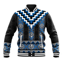 Blue Taniko Aotearoa Baseball Jacket Niho Taniwha Mix Poutama LT14