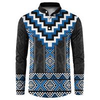 Blue Taniko Aotearoa Button Sweatshirt Niho Taniwha Mix Poutama LT14