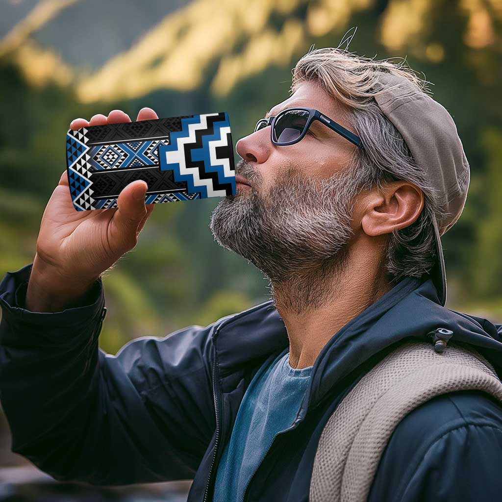 Blue Taniko Aotearoa 4 in 1 Can Cooler Tumbler Niho Taniwha Mix Poutama LT14