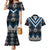 Blue Taniko Aotearoa Couples Matching Mermaid Dress and Hawaiian Shirt Niho Taniwha Mix Poutama LT14