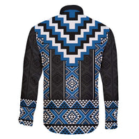 Blue Taniko Aotearoa Family Matching Off Shoulder Short Dress and Hawaiian Shirt Niho Taniwha Mix Poutama LT14 - Polynesian Pride