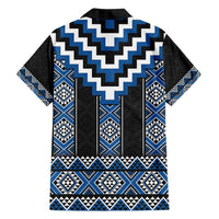 Blue Taniko Aotearoa Family Matching Puletasi and Hawaiian Shirt Niho Taniwha Mix Poutama LT14 - Polynesian Pride