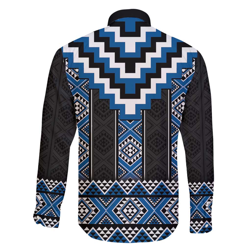 Blue Taniko Aotearoa Family Matching Summer Maxi Dress and Hawaiian Shirt Niho Taniwha Mix Poutama LT14 - Polynesian Pride