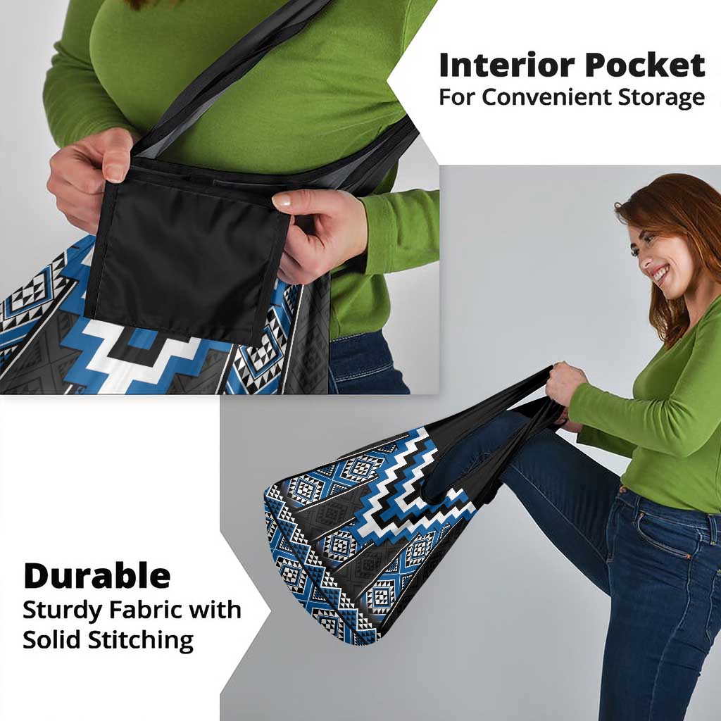 Blue Taniko Aotearoa Grocery Bag Niho Taniwha Mix Poutama