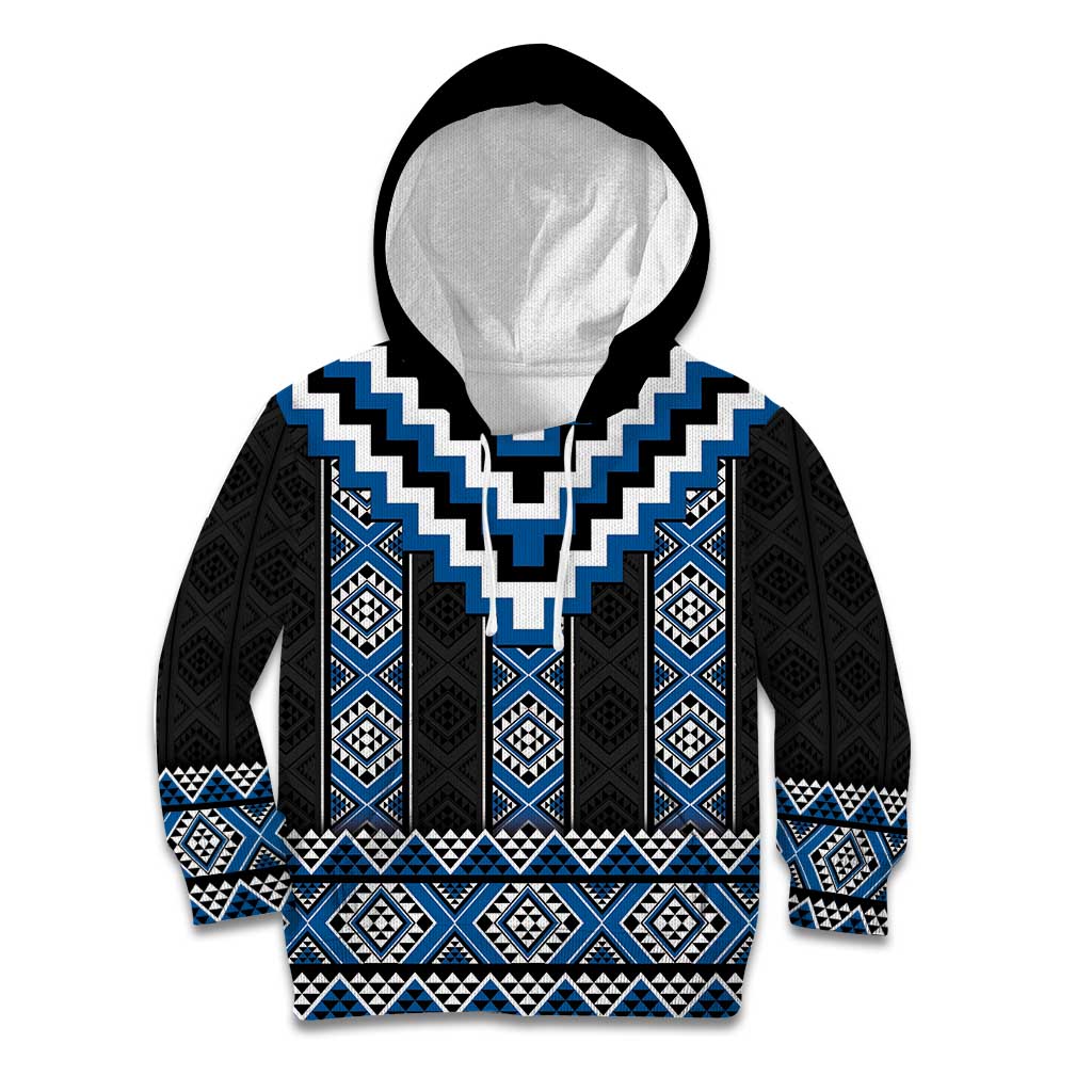 Blue Taniko Aotearoa Kid Hoodie Niho Taniwha Mix Poutama LT14