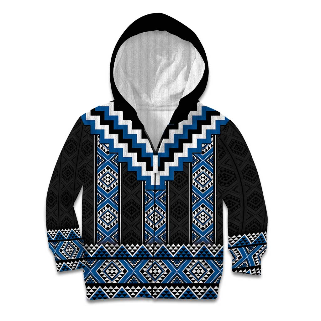 Blue Taniko Aotearoa Kid Hoodie Niho Taniwha Mix Poutama LT14
