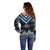 Blue Taniko Aotearoa Off Shoulder Sweater Niho Taniwha Mix Poutama