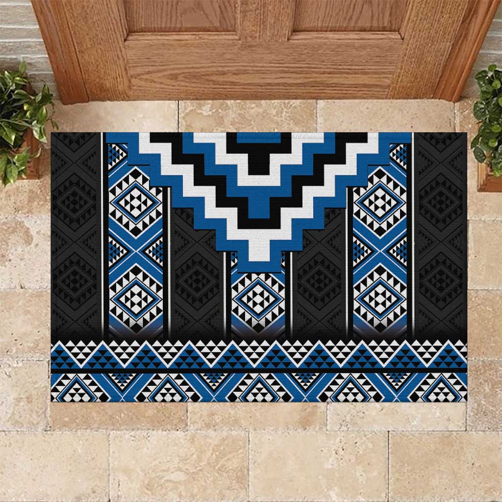 Blue Taniko Aotearoa Rubber Doormat Niho Taniwha Mix Poutama LT14