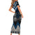 Blue Taniko Aotearoa Short Sleeve Bodycon Dress Niho Taniwha Mix Poutama