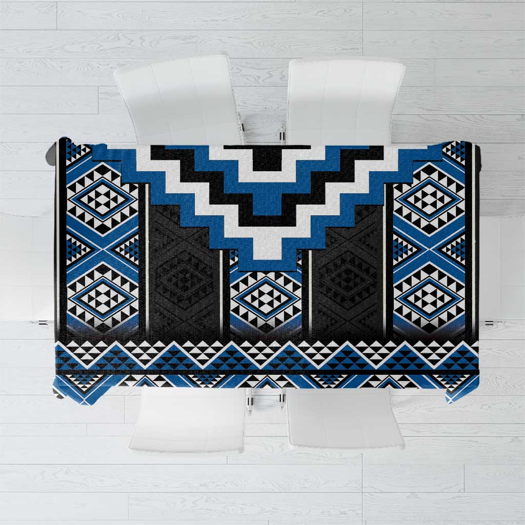 Blue Taniko Aotearoa Tablecloth Niho Taniwha Mix Poutama LT14 Blue - Polynesian Pride