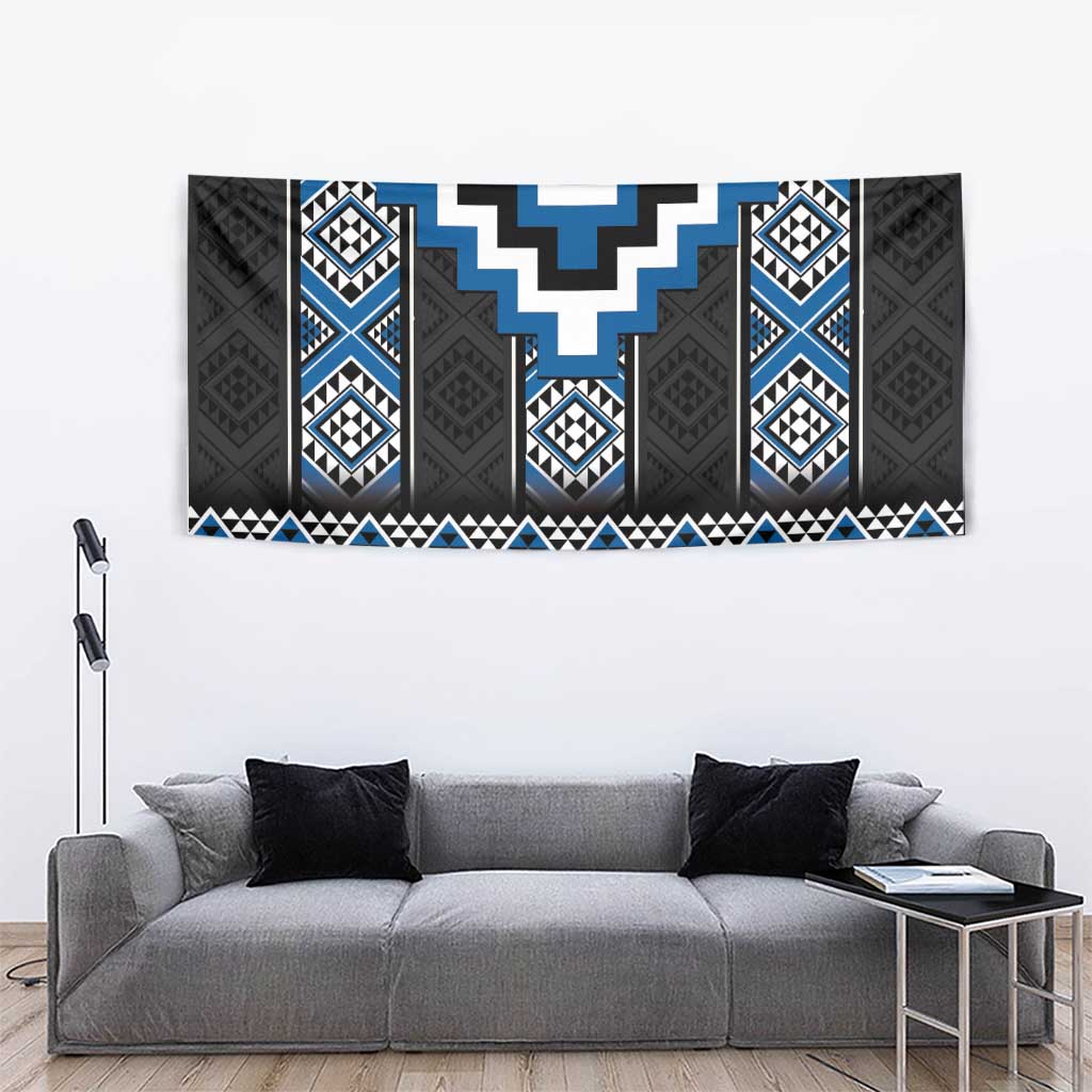 Blue Taniko Aotearoa Tapestry Niho Taniwha Mix Poutama LT14
