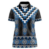Blue Taniko Aotearoa Women Polo Shirt Niho Taniwha Mix Poutama LT14