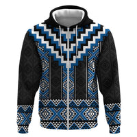 Blue Taniko Aotearoa Zip Hoodie Niho Taniwha Mix Poutama LT14