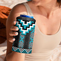 Turquoise Taniko Pattern Aotearoa 4 in 1 Can Cooler Tumbler Niho Taniwha Mix Poutama LT14