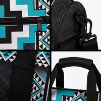 Turquoise Taniko Motifs Aotearoa Duffle Bag Niho Taniwha Mix Poutama LT14 - Polynesian Pride