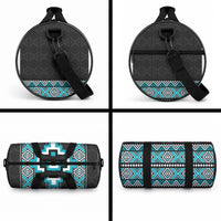 Turquoise Taniko Motifs Aotearoa Duffle Bag Niho Taniwha Mix Poutama LT14 - Polynesian Pride