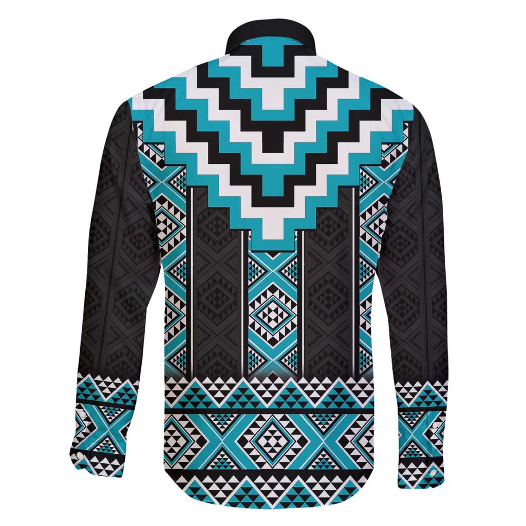 Turquoise Taniko Pattern Aotearoa Family Matching Tank Maxi Dress and Hawaiian Shirt Niho Taniwha Mix Poutama LT14 - Polynesian Pride