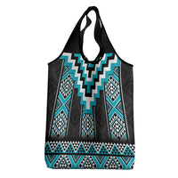 Turquoise Taniko Pattern Aotearoa Grocery Bag Niho Taniwha Mix Poutama