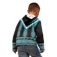 Turquoise Taniko Pattern Aotearoa Kid Hoodie Niho Taniwha Mix Poutama LT14