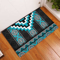 Turquoise Taniko Pattern Aotearoa Rubber Doormat Niho Taniwha Mix Poutama