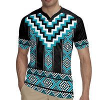 Turquoise Taniko Pattern Aotearoa Rugby Jersey Niho Taniwha Mix Poutama LT14