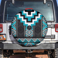 Turquoise Taniko Pattern Aotearoa Spare Tire Cover Niho Taniwha Mix Poutama