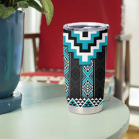 Turquoise Taniko Pattern Aotearoa Tumbler Cup Niho Taniwha Mix Poutama LT14