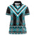 Turquoise Taniko Pattern Aotearoa Women Polo Shirt Niho Taniwha Mix Poutama LT14