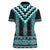 Turquoise Taniko Pattern Aotearoa Women Polo Shirt Niho Taniwha Mix Poutama LT14