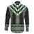 Green Taniko Pattern Aotearoa Family Matching Off The Shoulder Long Sleeve Dress and Hawaiian Shirt Niho Taniwha Mix Poutama LT14