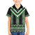 Green Taniko Pattern Aotearoa Family Matching Off The Shoulder Long Sleeve Dress and Hawaiian Shirt Niho Taniwha Mix Poutama LT14