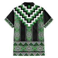 Green Taniko Pattern Aotearoa Family Matching Summer Maxi Dress and Hawaiian Shirt Niho Taniwha Mix Poutama LT14 - Polynesian Pride
