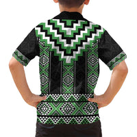 Green Taniko Pattern Aotearoa Family Matching Tank Maxi Dress and Hawaiian Shirt Niho Taniwha Mix Poutama LT14 - Polynesian Pride