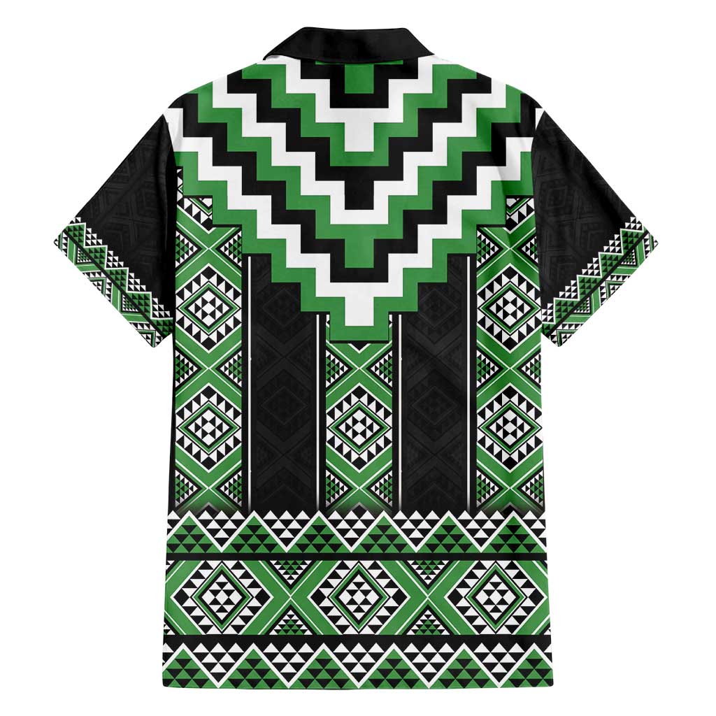 Green Taniko Pattern Aotearoa Family Matching Tank Maxi Dress and Hawaiian Shirt Niho Taniwha Mix Poutama LT14 - Polynesian Pride