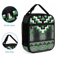 Green Taniko Motifs Aotearoa Lunch Bag Niho Taniwha Mix Poutama LT14 - Polynesian Pride