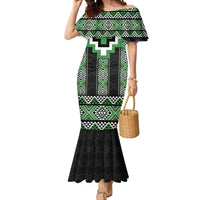 Green Taniko Pattern Aotearoa Mermaid Dress Niho Taniwha Mix Poutama LT14 Women Green - Polynesian Pride