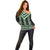 Green Taniko Pattern Aotearoa Off Shoulder Sweater Niho Taniwha Mix Poutama LT14