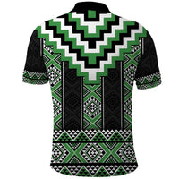 Green Taniko Pattern Aotearoa Polo Shirt Niho Taniwha Mix Poutama LT14