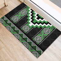 Green Taniko Pattern Aotearoa Rubber Doormat Niho Taniwha Mix Poutama
