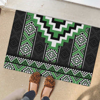 Green Taniko Pattern Aotearoa Rubber Doormat Niho Taniwha Mix Poutama