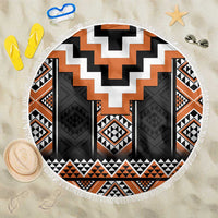 Orange Taniko Pattern Aotearoa Beach Blanket Niho Taniwha Mix Poutama