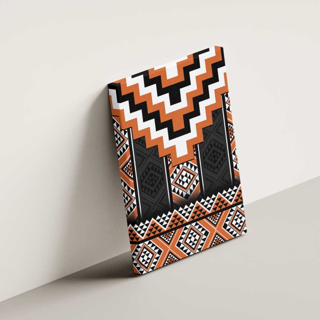 Orange Taniko Pattern Aotearoa Canvas Wall Art Niho Taniwha Mix Poutama