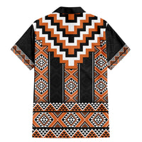 Orange Taniko Pattern Aotearoa Family Matching Mermaid Dress and Hawaiian Shirt Niho Taniwha Mix Poutama LT14 - Polynesian Pride
