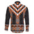 Orange Taniko Pattern Aotearoa Family Matching Off The Shoulder Long Sleeve Dress and Hawaiian Shirt Niho Taniwha Mix Poutama LT14